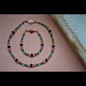 Hand beaded choker and bracelet set